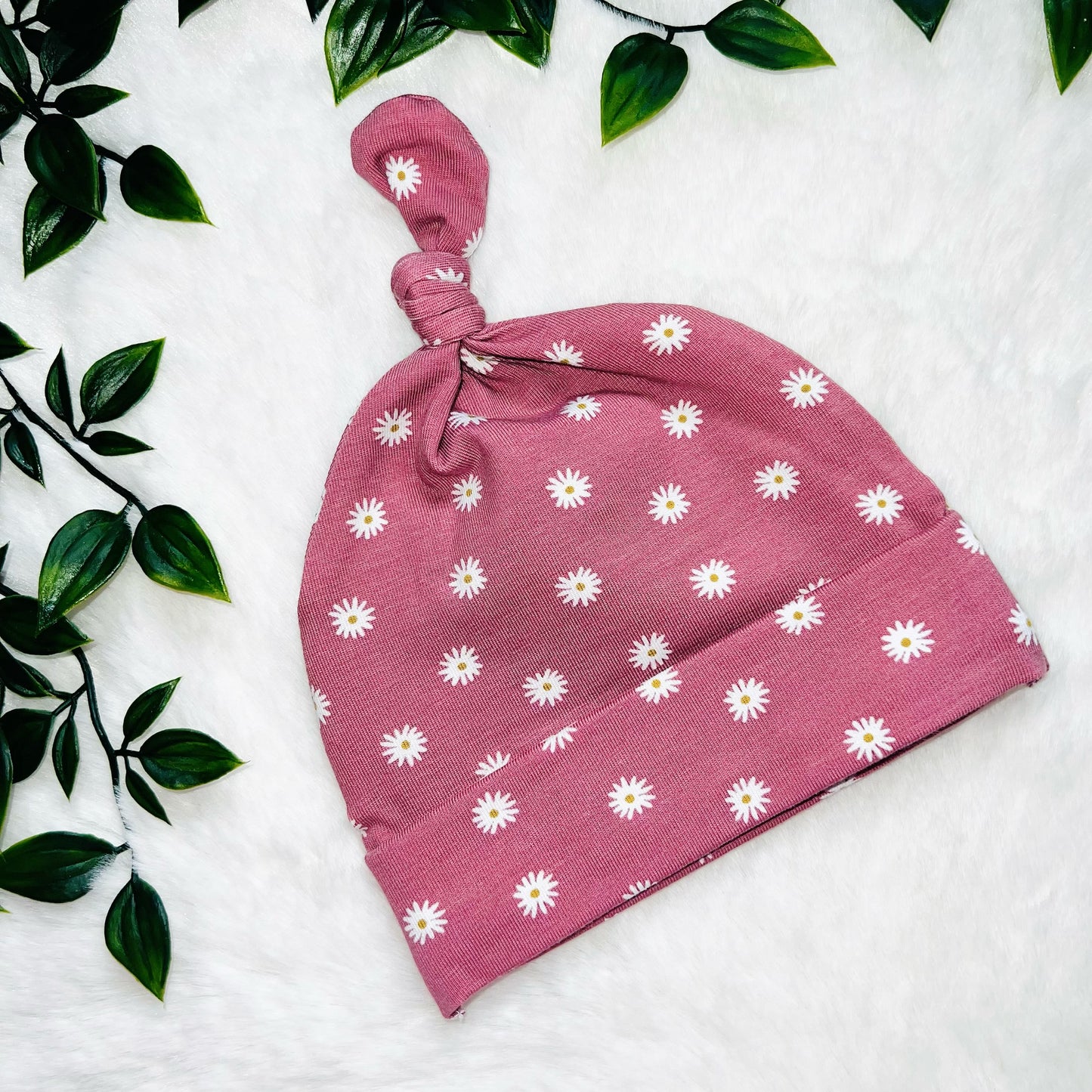 Pink Daisy Baby Hat