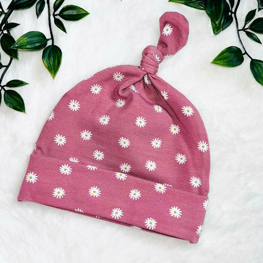 Pink Daisy Baby Hat