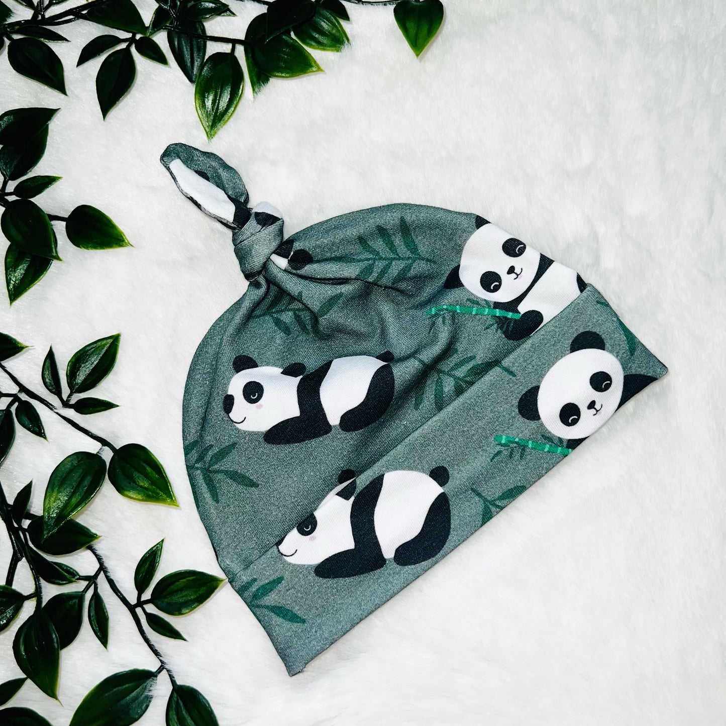 The Khaki Green Panda Baby Hat