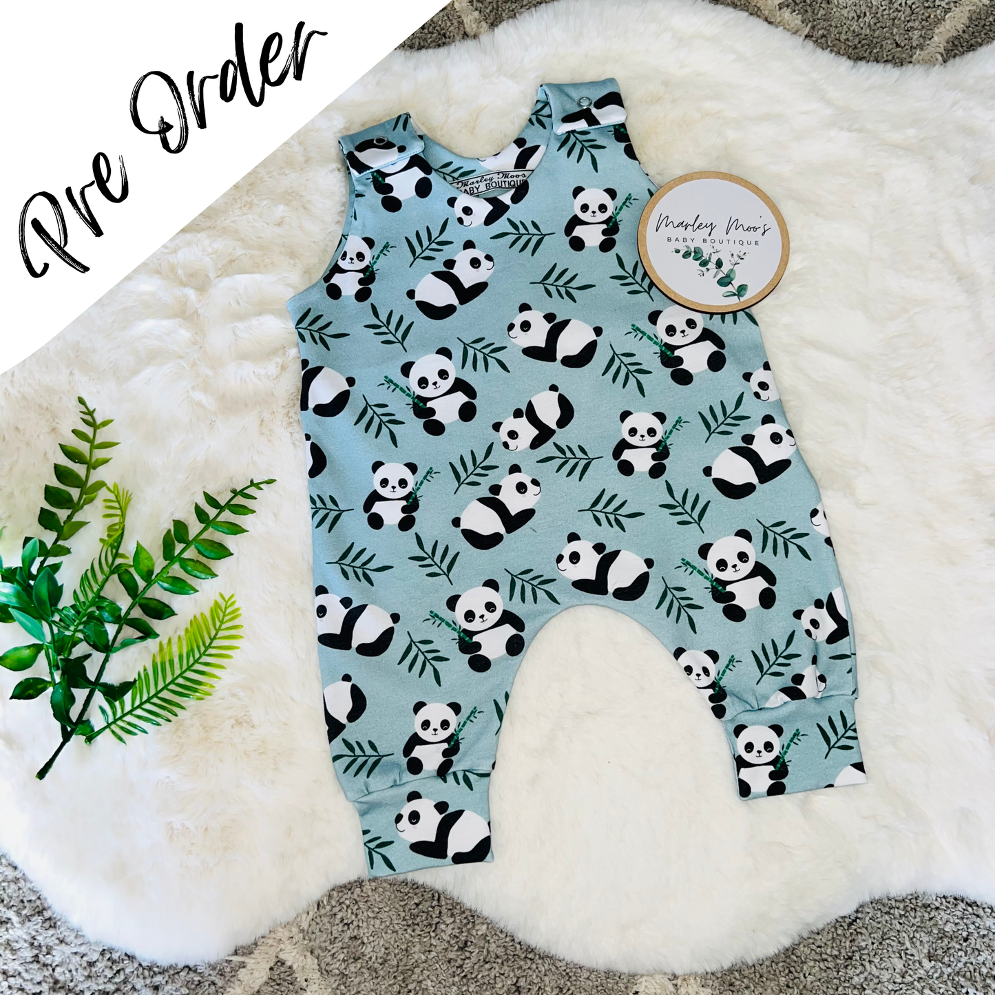 The Panda Romper Pre Order - Mint Green