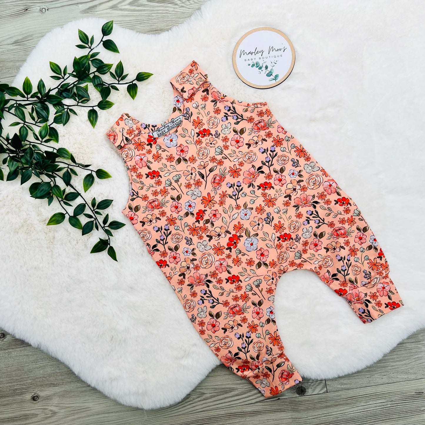 The Coral Ditsy Floral Romper