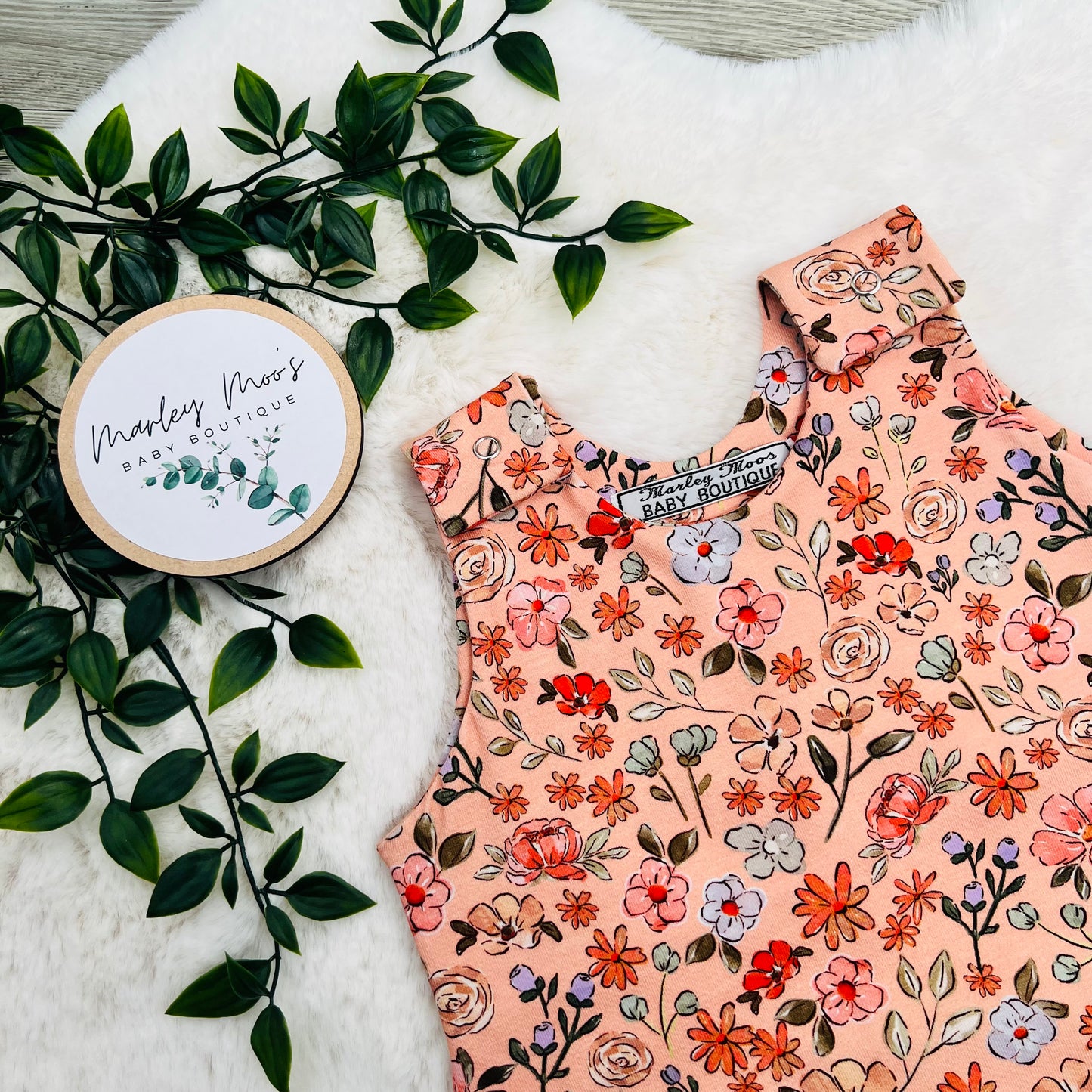 The Coral Ditsy Floral Romper